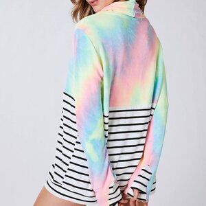 BiBi Tie Dye French Terry Cowl Neck Top